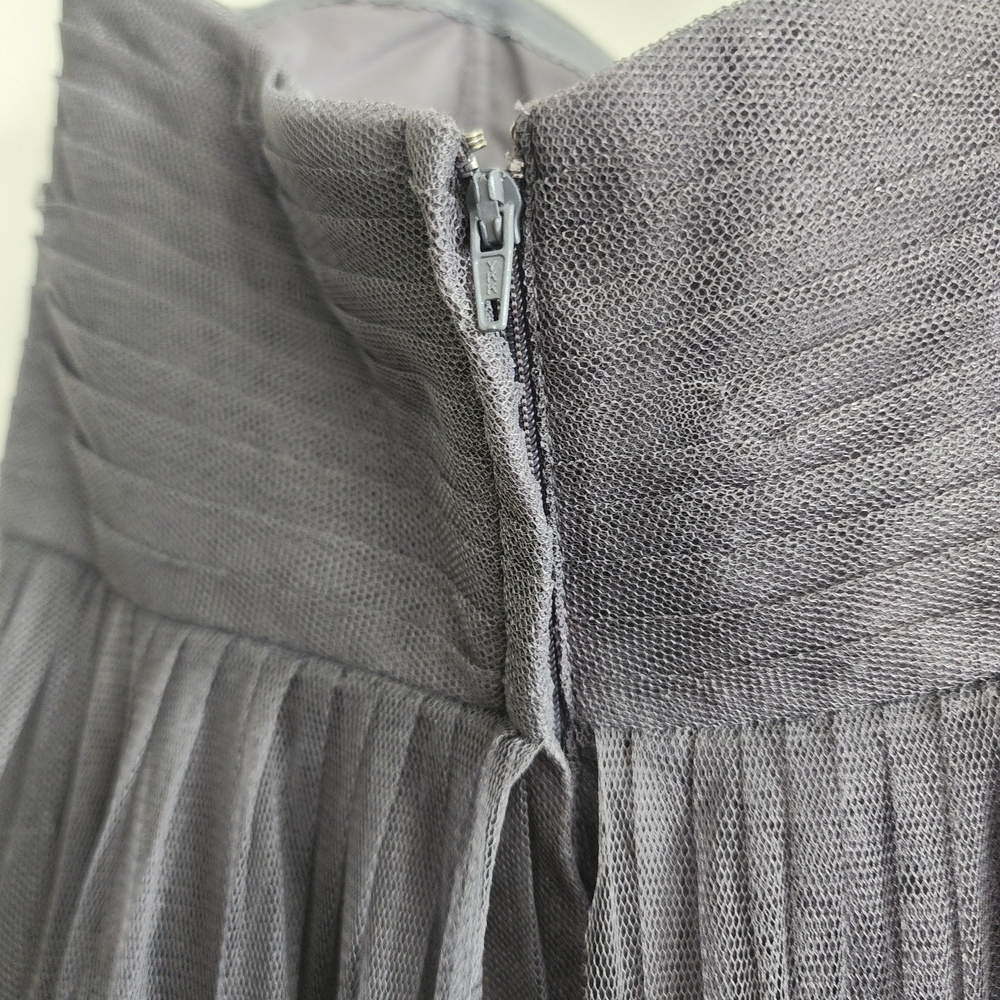 Jenny Yoo Gray Strapless Chiffon Gown Bridesmaid Formal Homecoming Dress - Picture 7 of 10